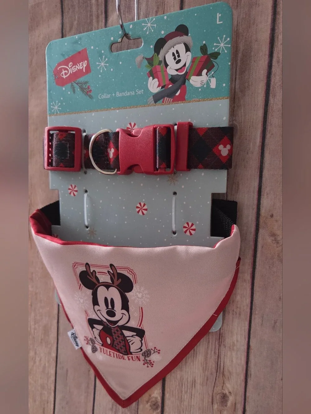 Disney Mickey Yuletide Bandana & Plaid Collar Set NIP